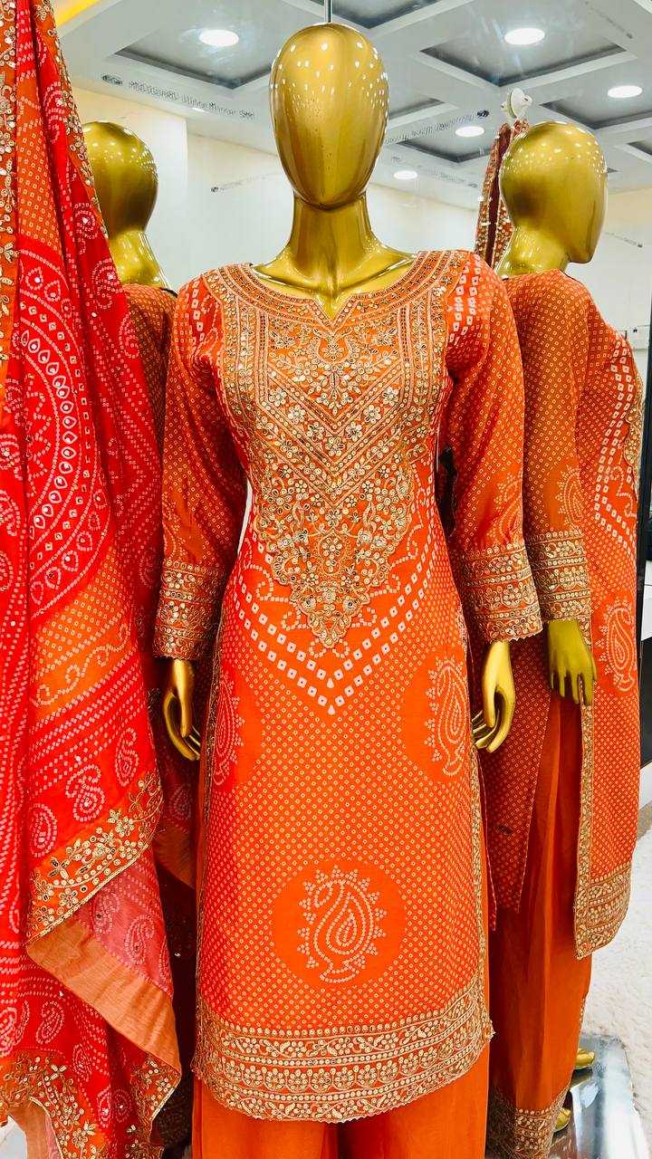 Chinon Kesh128 386 Suits & Dresses  Ladies Printed Embroidery Palazzo Suits