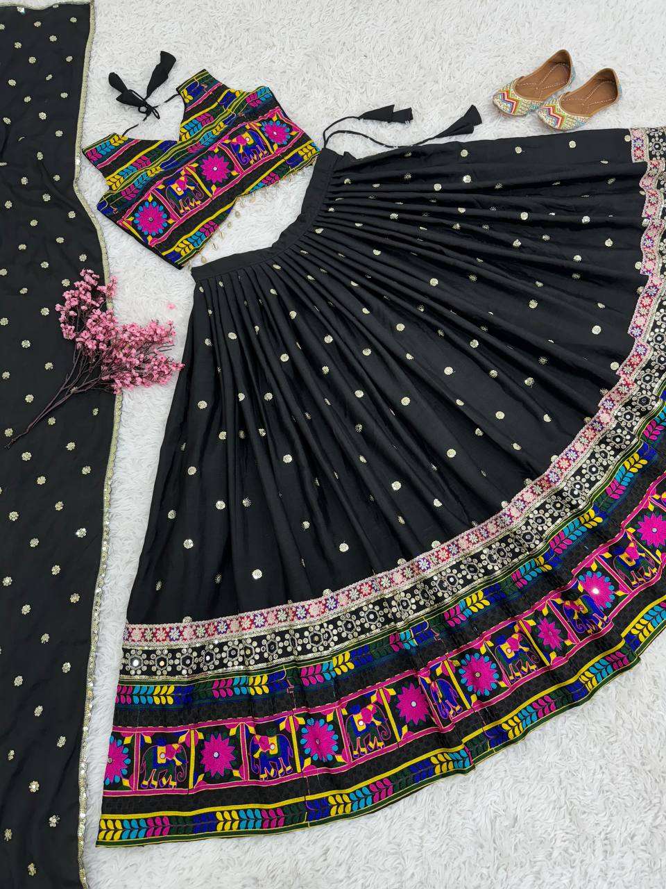 Chinon Kesh128 387 Lehengas  Navratri Chaniya Choli Traditional Embroidered Lehengas