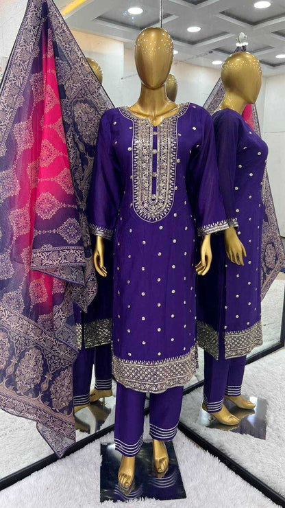 Chinon Kesh128 391 Suits & Dresses  Ladies Embroidery Ladies Party Wear Suits Diwali Collectons