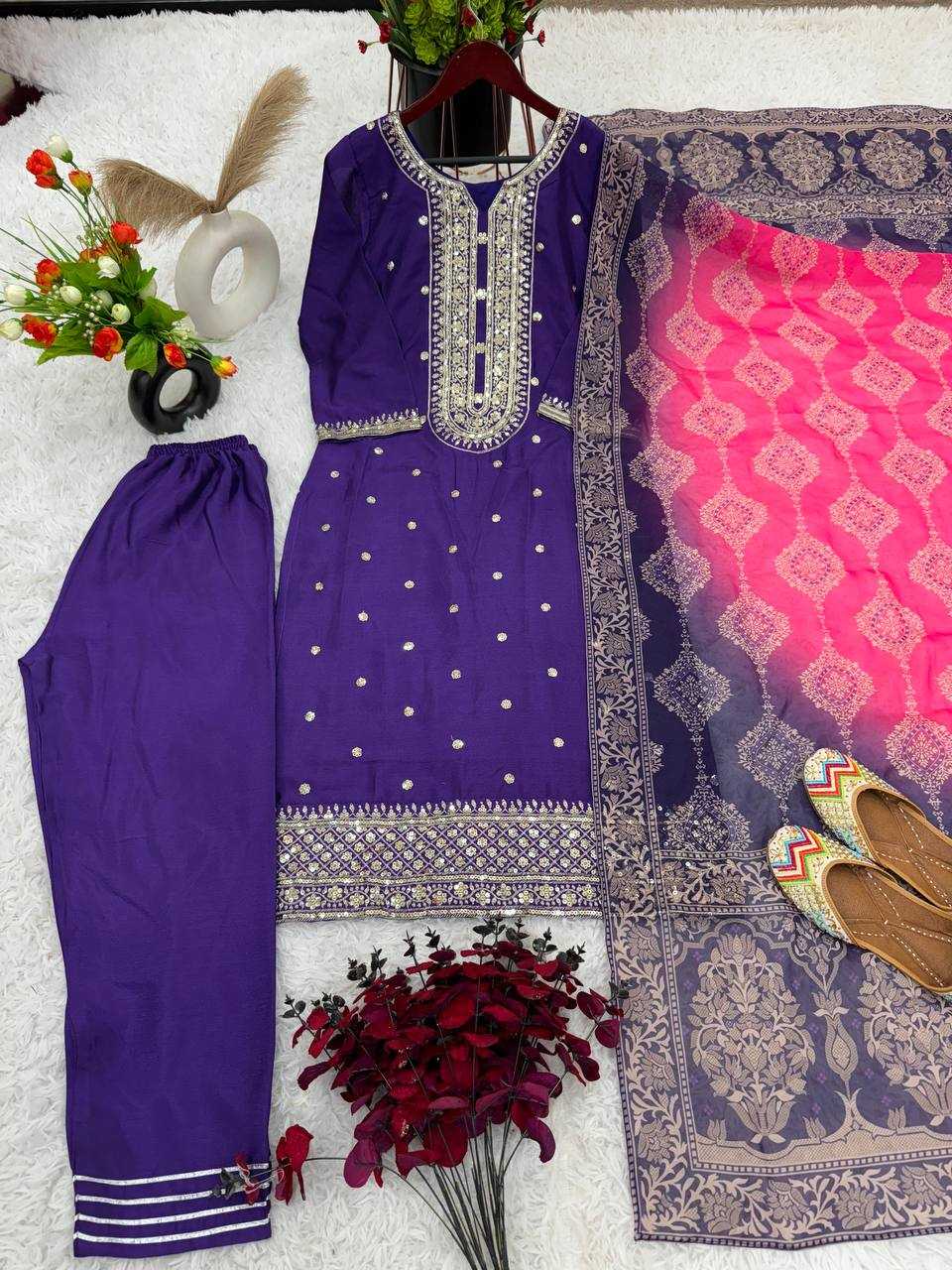 Chinon Kesh128 391 Suits & Dresses  Ladies Embroidery Ladies Party Wear Suits Diwali Collectons