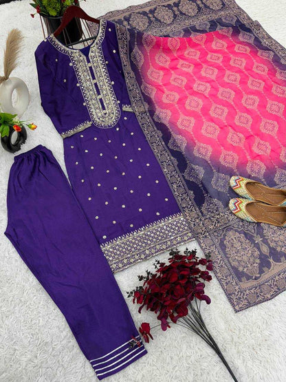 Chinon Kesh128 391 Suits & Dresses  Ladies Embroidery Ladies Party Wear Suits Diwali Collectons