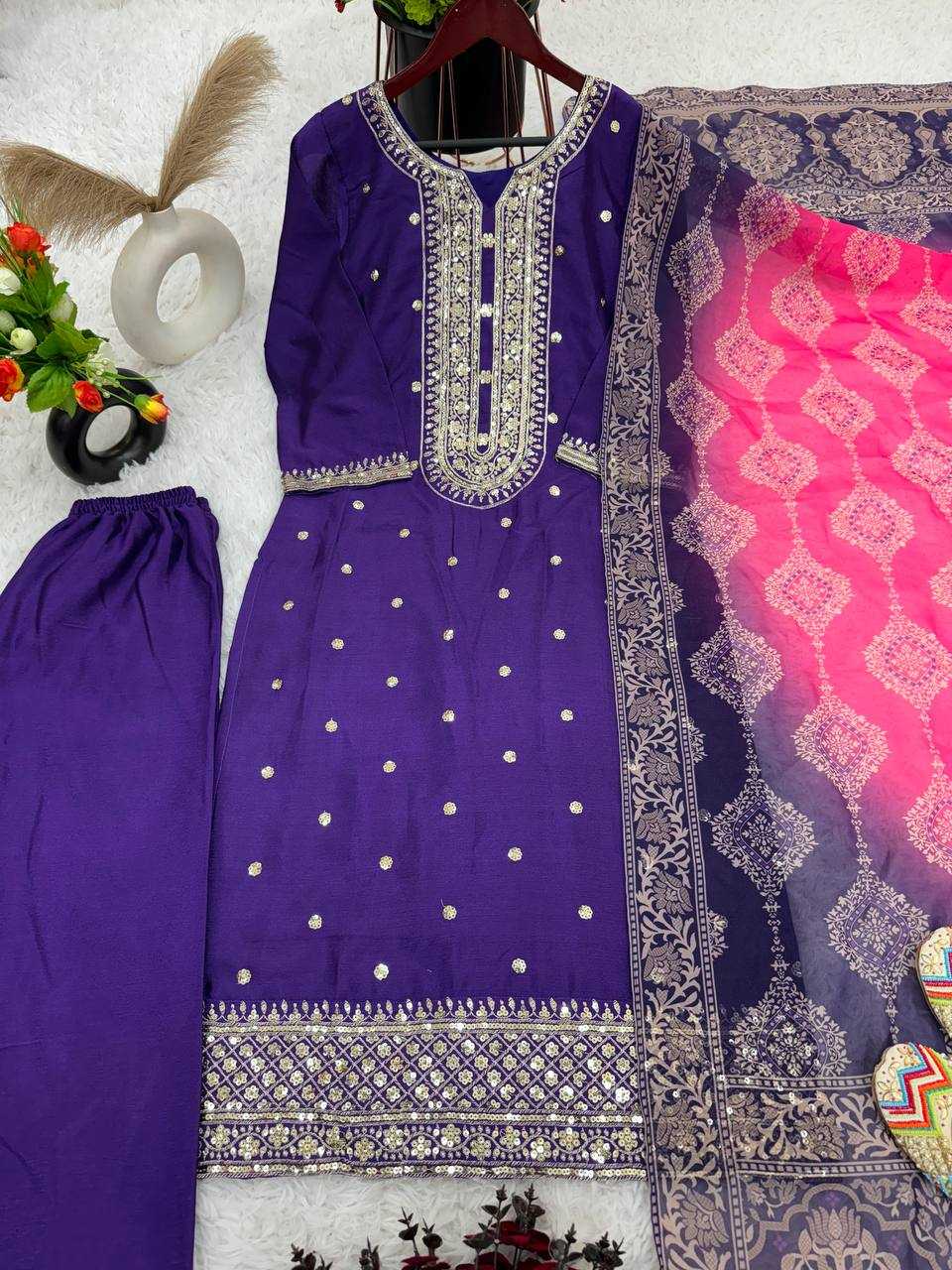 Chinon Kesh128 391 Suits & Dresses  Ladies Embroidery Ladies Party Wear Suits Diwali Collectons