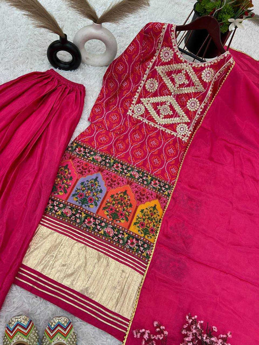 Chinon Kesh128 393 Suits & Dresses  Ladies Sharara Salwar Salwar Printed Embroidery Suits