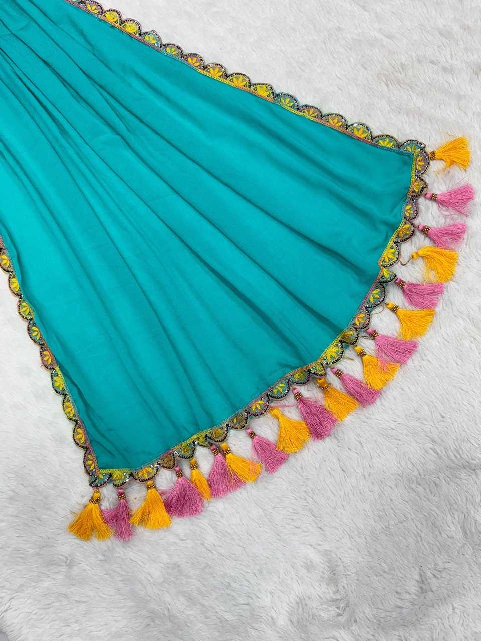 Chinon Kesh162 Vrt94 Sarees  Plain Solid Lace Border Cutwork Sarees