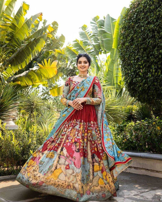 Chinon Kesh163 16 Lehengas  Printed Kalamkari Lehengas