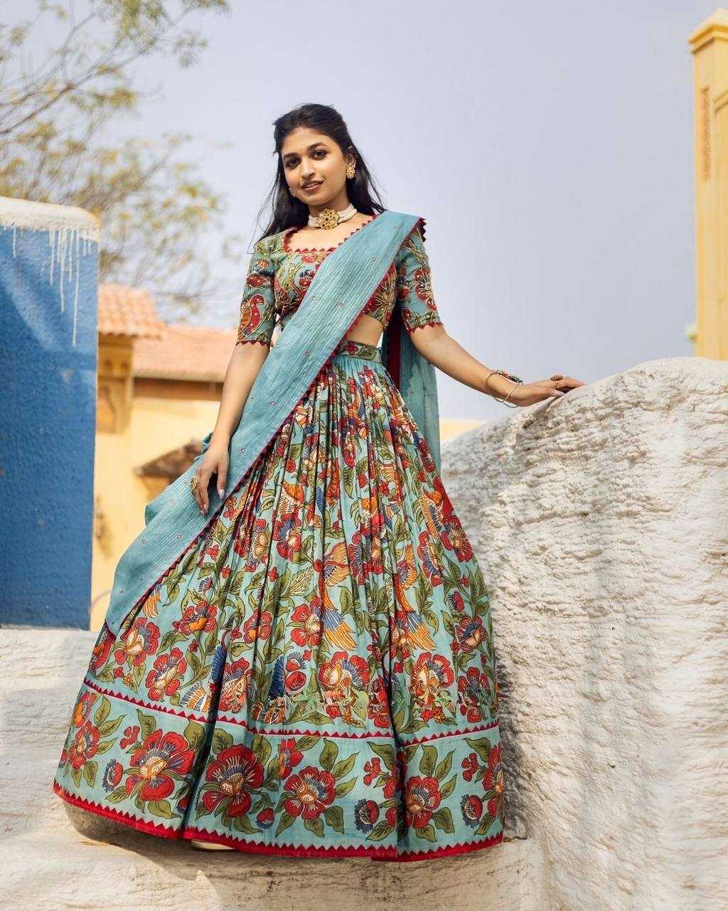 Chinon Kesh163 17 Lehengas  Kalamkari Printed Lehengas