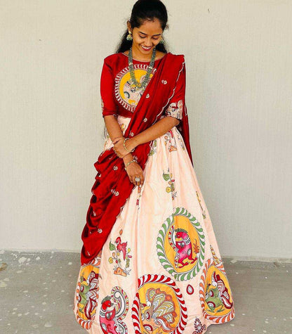 Chinon Kesh163 29 Lehengas  Kalamkari Traditional Printed Lehengas