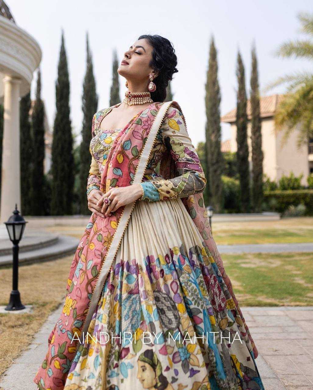 Chinon Kesh163 37 Lehengas  Kalamakri Traditional Printed Lehengas