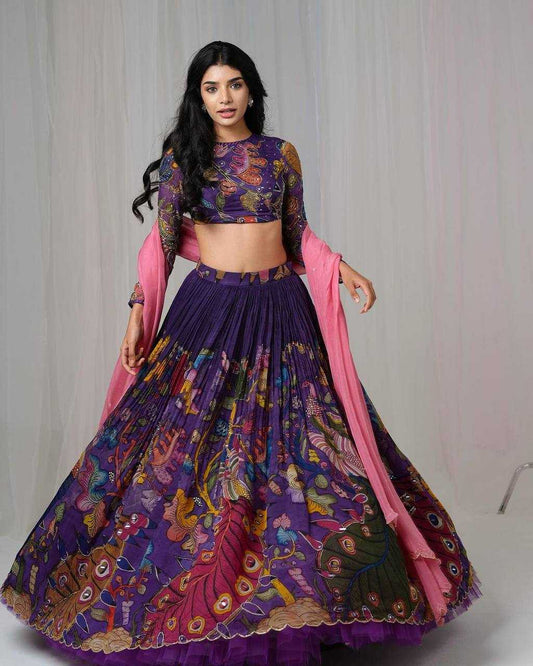 Chinon Kesh163 39 Lehengas  Kalamkari Printed Traditional Lehengas