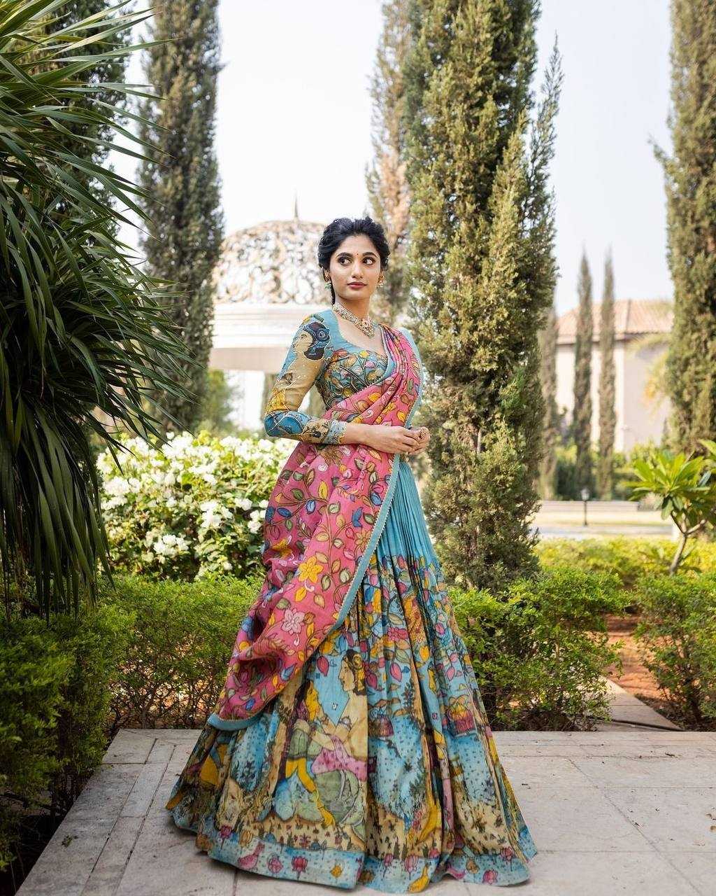 Chinon Kesh163 41 Lehengas  Kalamakri Traditional Printed Lehengas