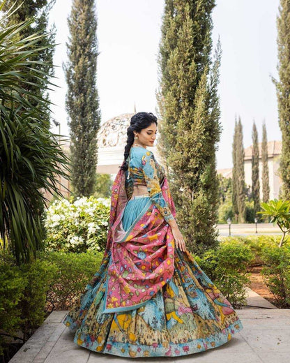 Chinon Kesh163 41 Lehengas  Kalamakri Traditional Printed Lehengas