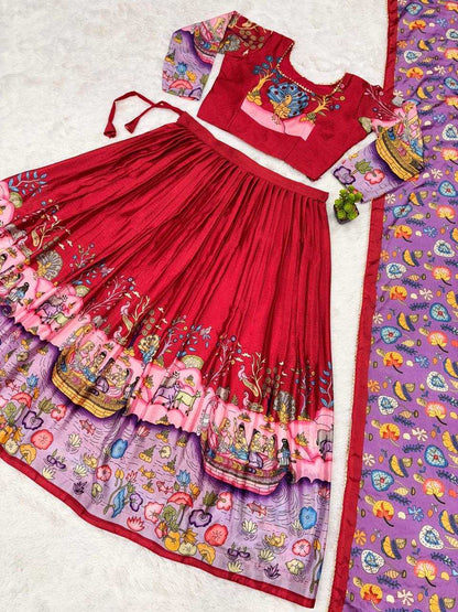 Chinon Kesh163 42 Lehengas  Kalamkari Traditional Printed Lehengas