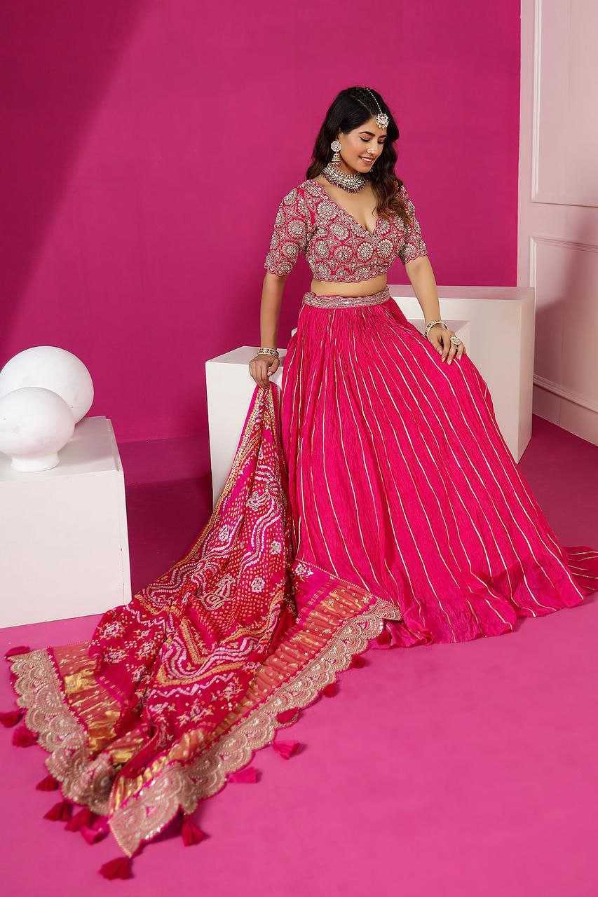 Chinon Kesh176 120 Lehengas  Traditional Embroidered Lehennga With Dupatta Lehenga With Blouse Gota Patti Lehengas