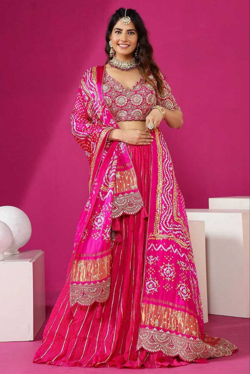 Chinon Kesh176 120 Lehengas  Traditional Embroidered Lehennga With Dupatta Lehenga With Blouse Gota Patti Lehengas