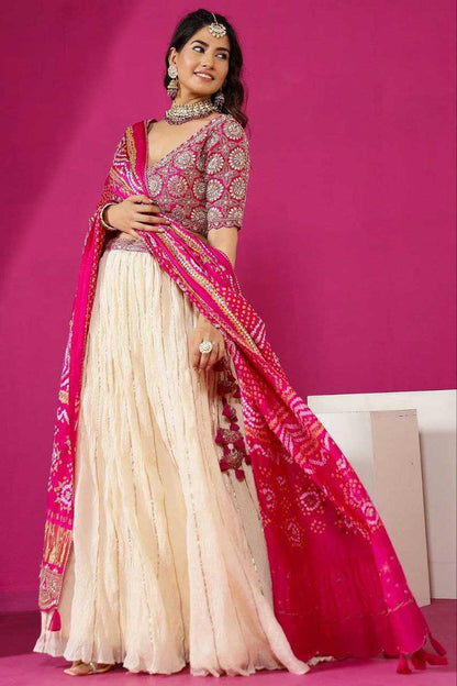 Chinon Kesh176 120 Lehengas  Traditional Embroidered Lehennga With Dupatta Lehenga With Blouse Gota Patti Lehengas