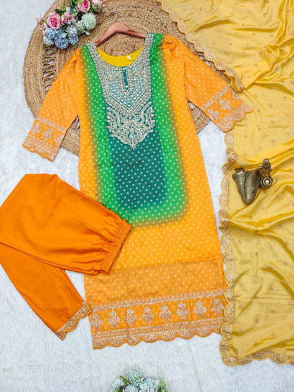 Chinon Kesh211 Ldy111 Suits & Dresses  Printed Embroidered Silk Long Kurta Suits