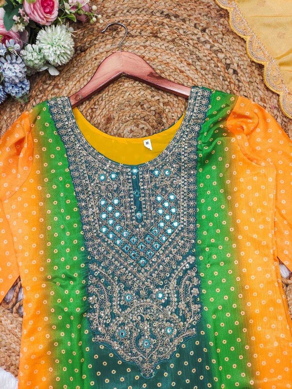 Chinon Kesh211 Ldy111 Suits & Dresses  Printed Embroidered Silk Long Kurta Suits