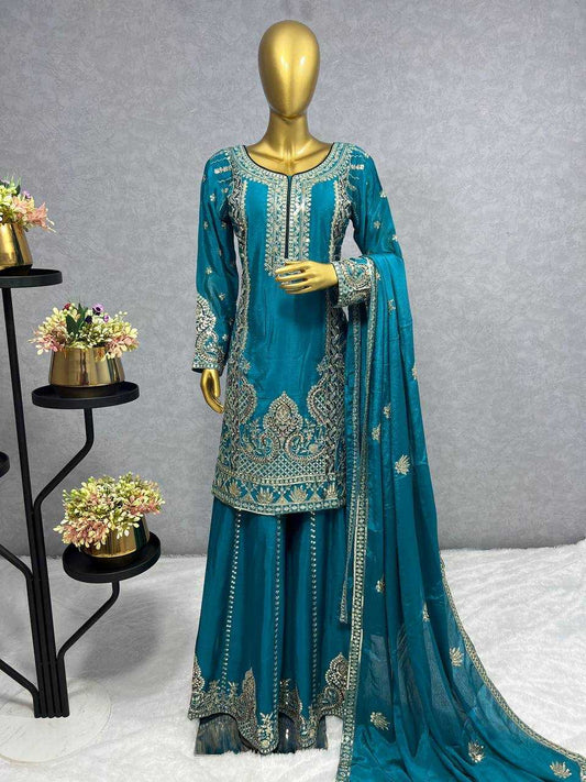 Chinon Kesh228 538 Suits & Dresses  Party Embroidery Salwar Sharara Salwar Suits Manufacture