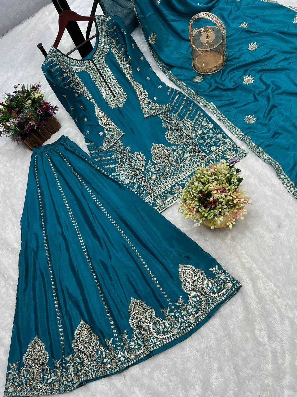 Chinon Kesh228 538 Suits & Dresses  Party Embroidery Salwar Sharara Salwar Suits Manufacture