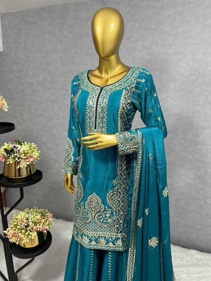 Chinon Kesh228 538 Suits & Dresses  Party Embroidery Salwar Sharara Salwar Suits Manufacture