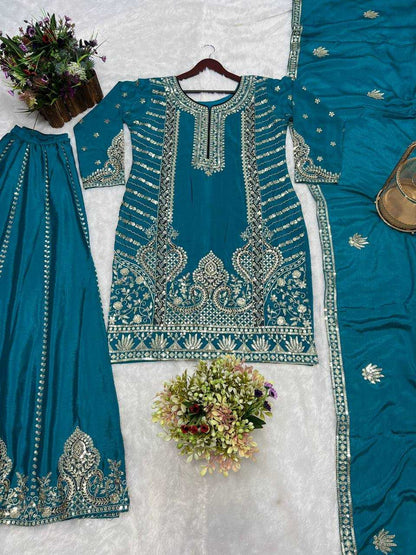 Chinon Kesh228 538 Suits & Dresses  Party Embroidery Salwar Sharara Salwar Suits Manufacture