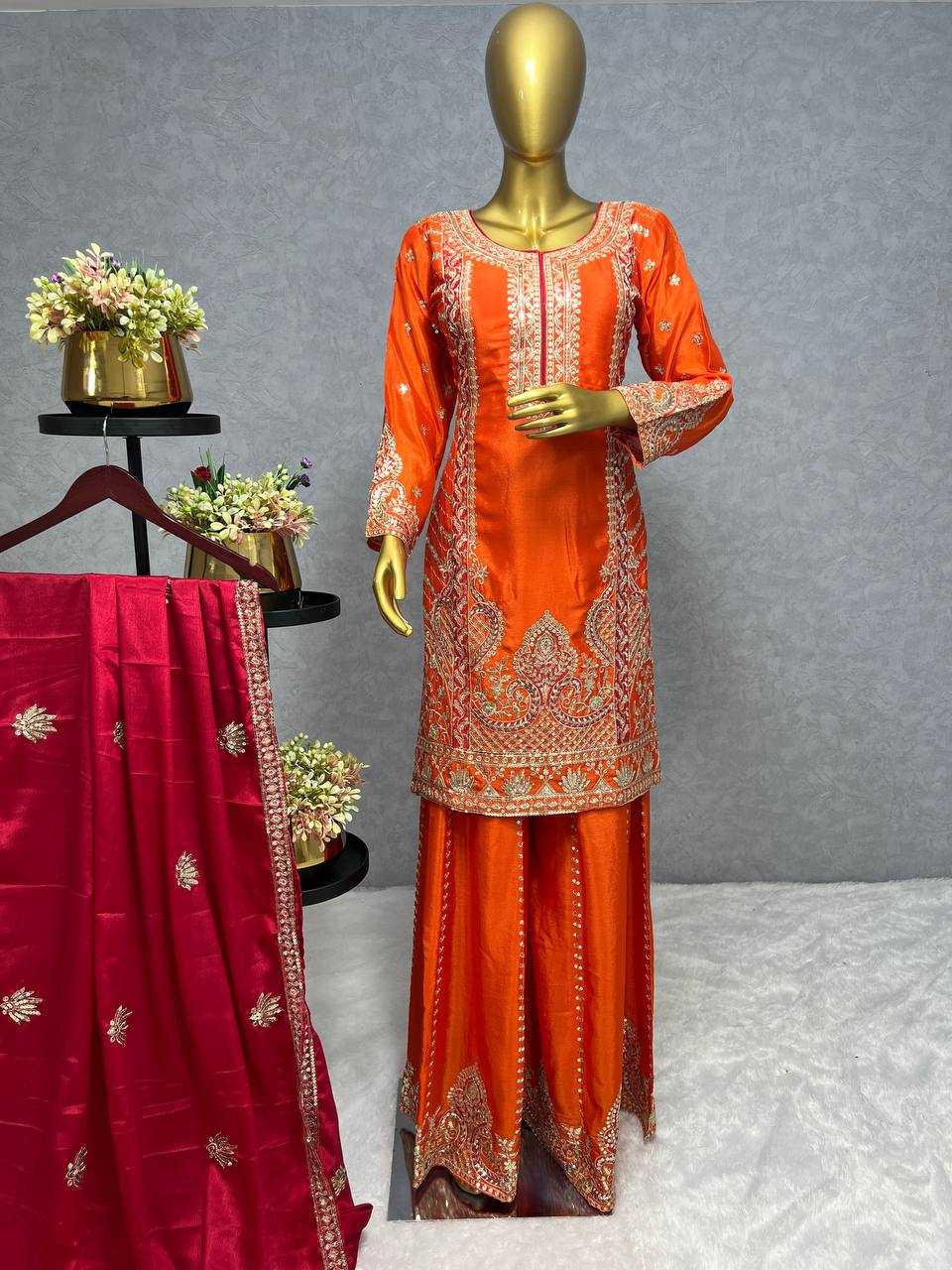 Chinon Kesh228 538 Suits & Dresses  Party Embroidery Salwar Sharara Salwar Suits Manufacture