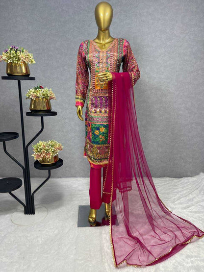 Chinon Kesh228 541 Suits & Dresses  Embroidry Long Kurti Green Salwar Suits Ladies Silk Manufacture