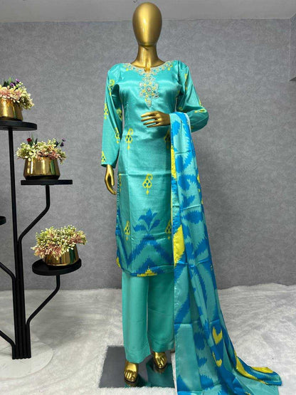 Chinon Kesh228 545 Suits & Dresses  Embroidry Long Kurti Green Salwar Suits Ladies Silk Manufacture