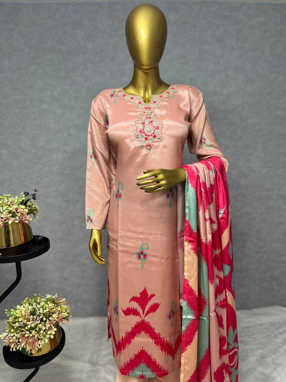 Chinon Kesh228 545 Suits & Dresses  Embroidry Long Kurti Green Salwar Suits Ladies Silk Manufacture