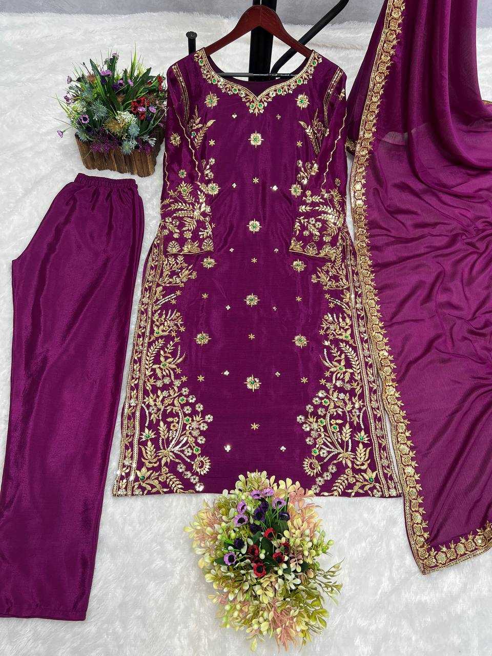 Chinon Kesh228 549 Suits & Dresses  Embroidry Long Kurti Green Salwar Suits Ladies Silk Manufacture