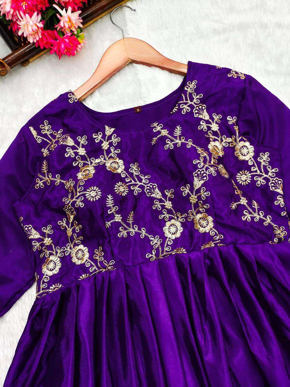 Chinon Kesh232 951 Gowns  Embroidered Anarkali Sik Purple Gowns