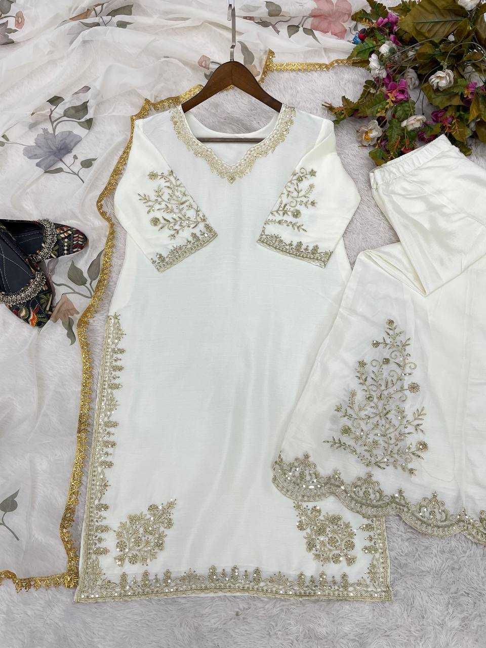 Chinon Rin141 1872B Suits & Dresses  Ladies Sharara Salwar Pakistani Embroidery Suits