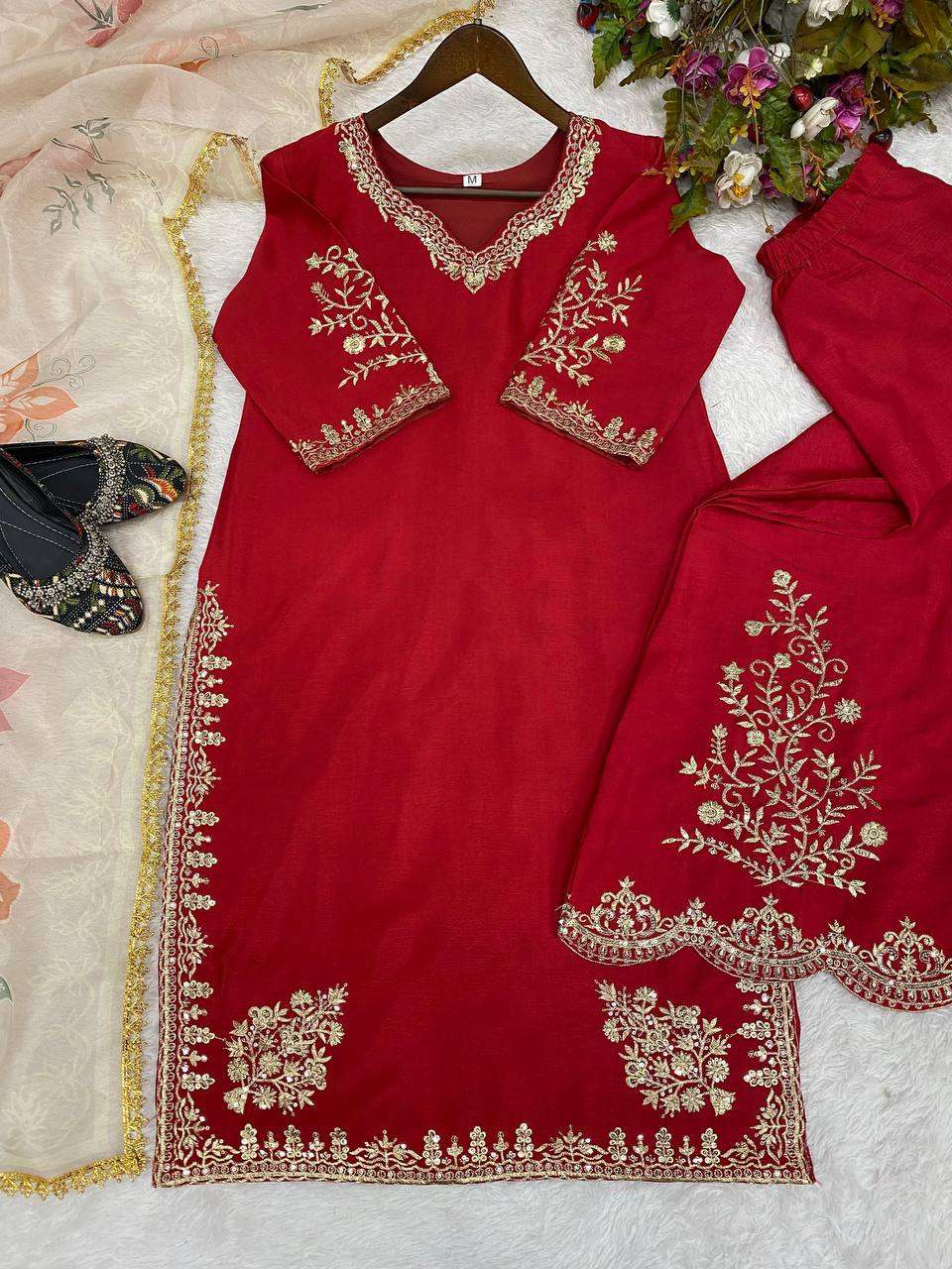 Chinon Rin141 1872B Suits & Dresses  Ladies Sharara Salwar Pakistani Embroidery Suits