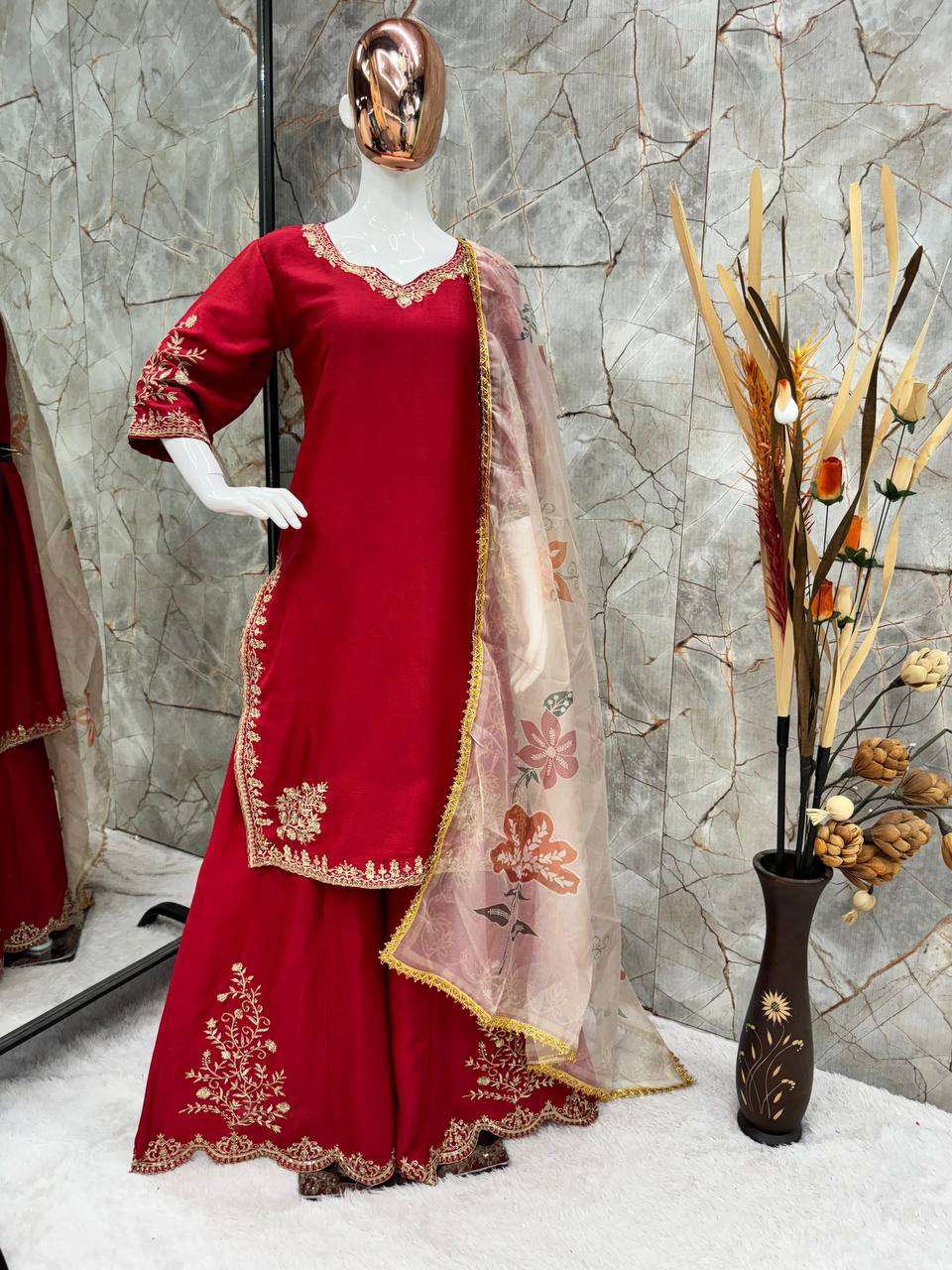 Chinon Rin141 1872B Suits & Dresses  Ladies Sharara Salwar Pakistani Embroidery Suits