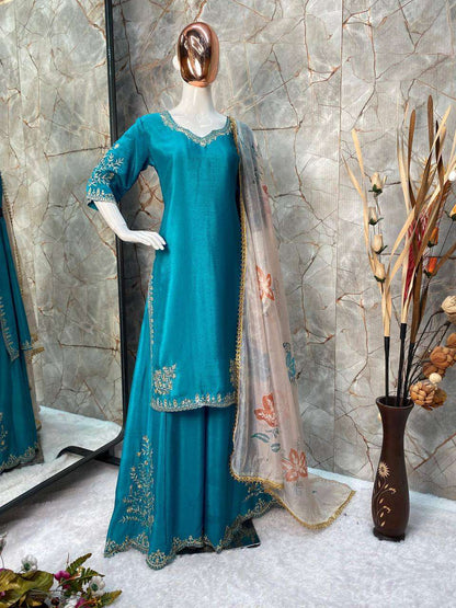 Chinon Rin141 1872B Suits & Dresses  Ladies Sharara Salwar Pakistani Embroidery Suits