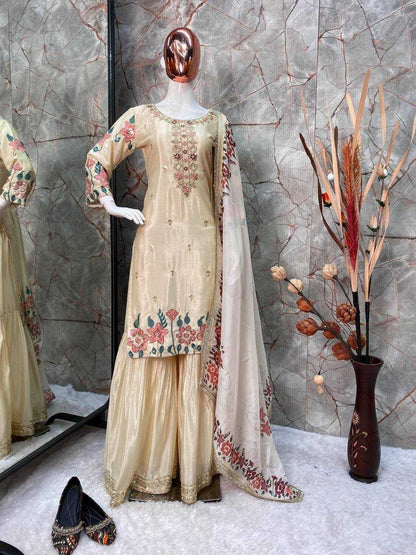 Chinon Rin141 1881 Suits & Dresses  Sharara Salwar Embroidery Ladies Party Wear Wedding Diwali Collections Suits