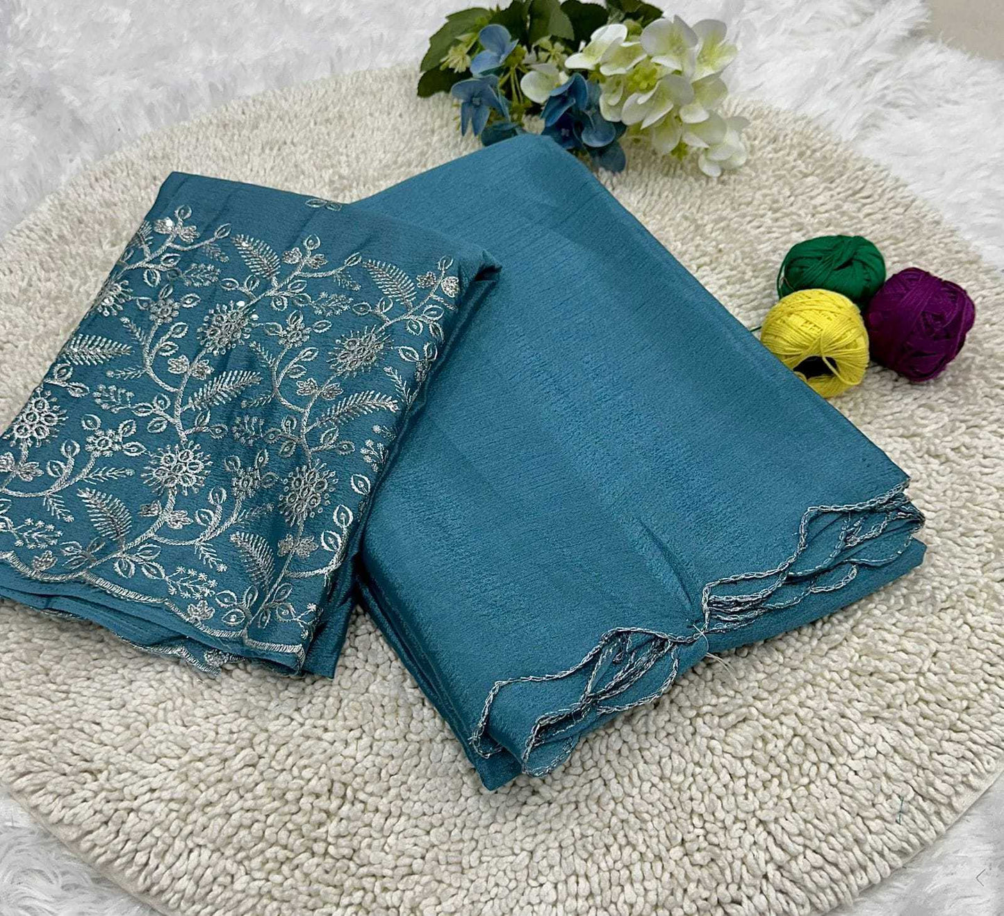 Chinon Rin171 503 Sarees  Fancy Plain Solid Cutwork Ladies Sarees