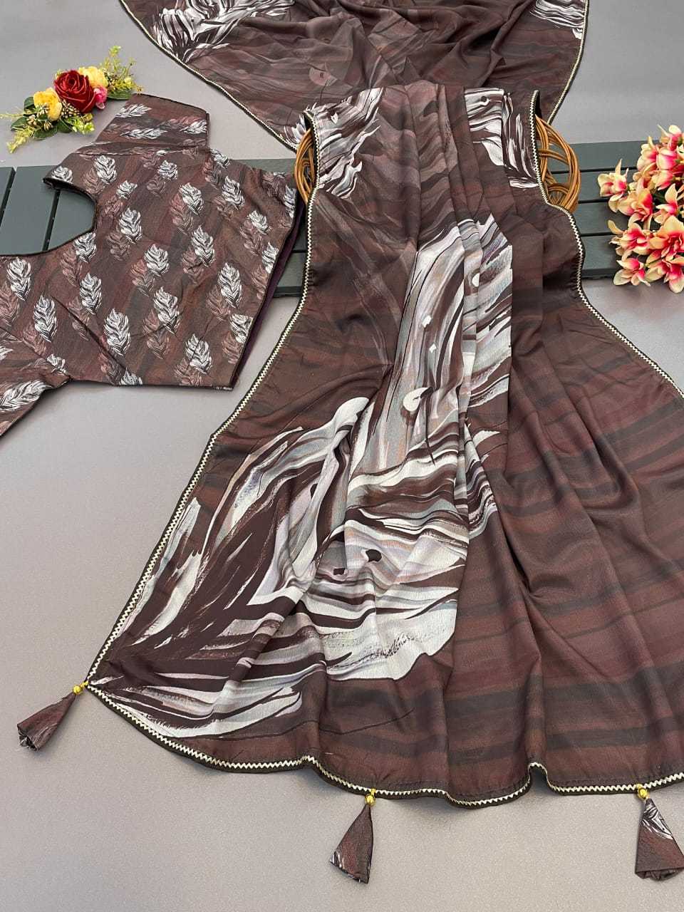 Chinon Rjk 53 Sarees  Fancy Printed Weightless Sarees