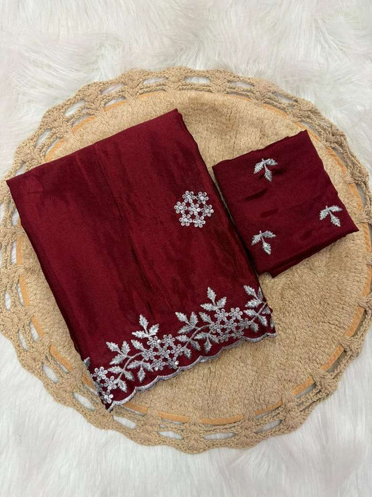 Chinon Run 41 Sarees  Sequence Embroidered Cutwork Sarees