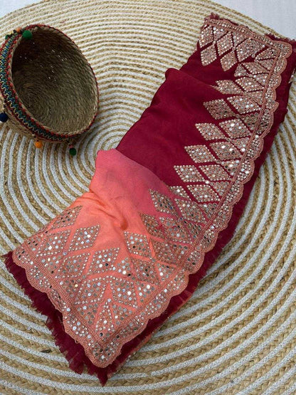 Chinon Silk Jht Kajukatri Saree  Designer,Wedding,Fancy Sraee