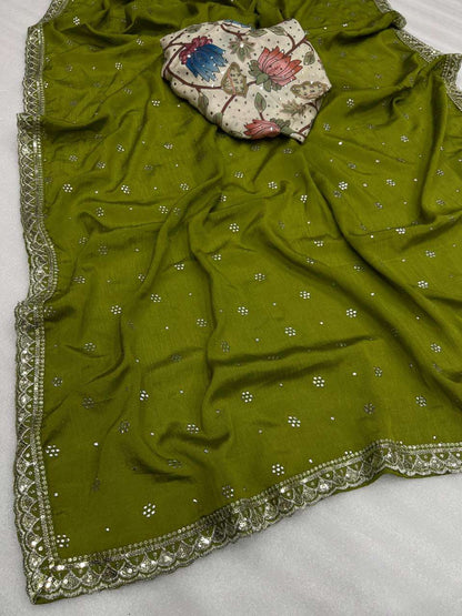 Chinon Silk Kesh107 Rnnc32 Sarees  Sequence Work Embroidered Ladies  Sarees