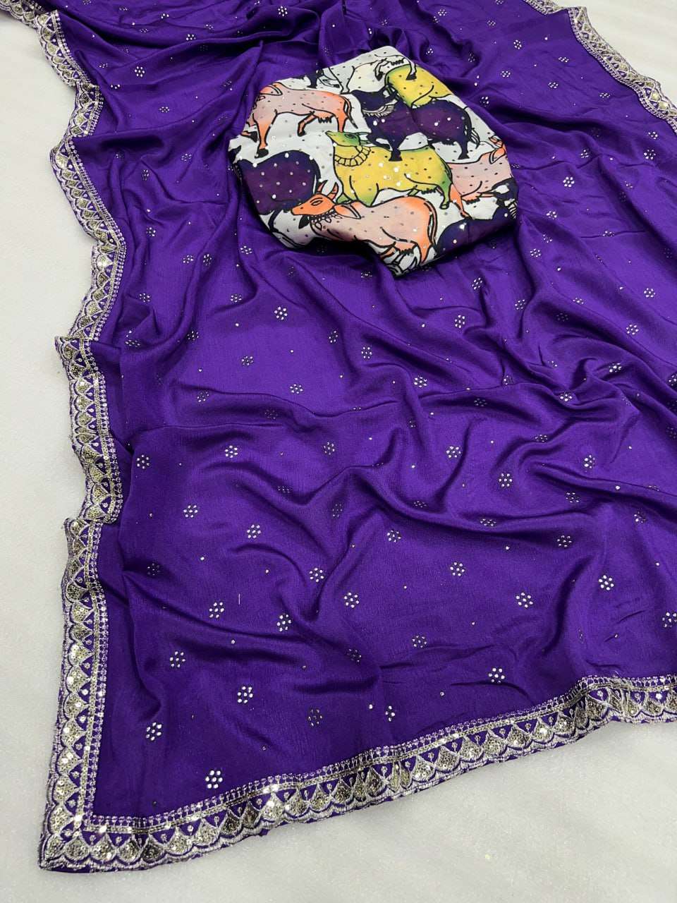 Chinon Silk Kesh107 Rnnc32 Sarees  Sequence Work Embroidered Ladies  Sarees