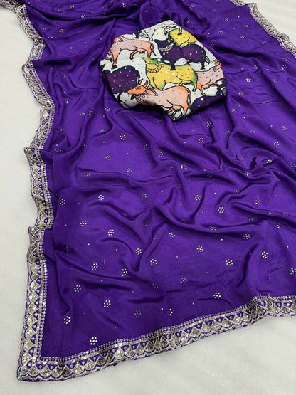 Chinon Silk Kesh107 Rnnc32 Sarees  Sequence Work Embroidered Ladies  Sarees