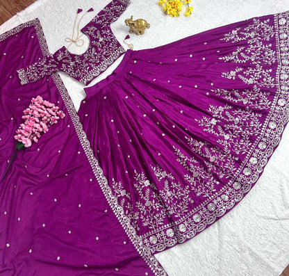 Chinon Silk Kesh108 5556 Lehengas  Embroidered Fancy Traditional Lehengas