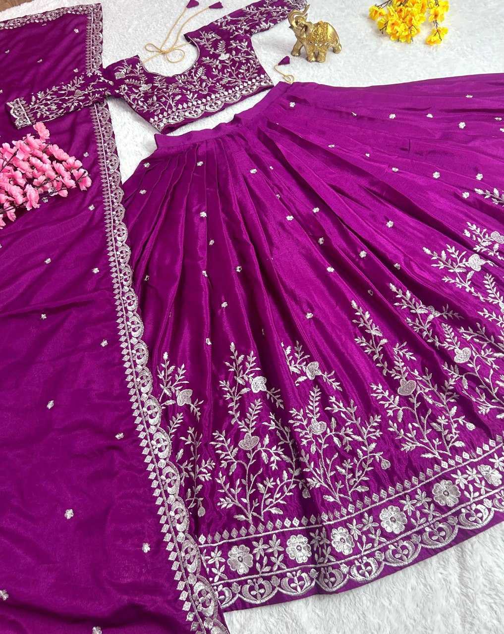 Chinon Silk Kesh108 5556 Lehengas  Embroidered Fancy Traditional Lehengas