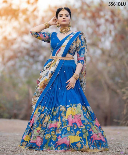 Chinon Silk Kesh108 5561 Lehengas  Kalamkari Fancy Traditional Lehengas