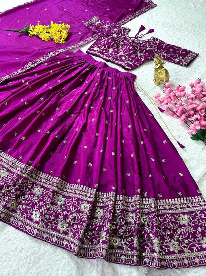 Chinon Silk Kesh108 5565 Lehengas  Embroidered Fancy Traditional Lehengas