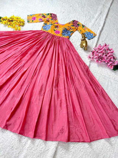 Chinon Silk Kesh108 5568 Gowns  Fancy Anarkali Printrd Gowns