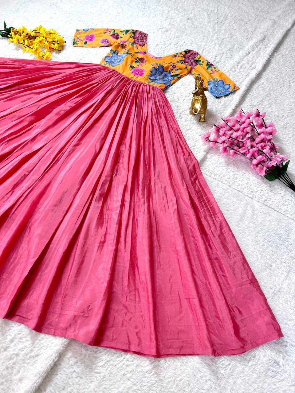 Chinon Silk Kesh108 5568 Gowns  Fancy Anarkali Printrd Gowns