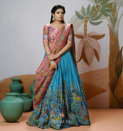 Chinon Silk Kesh108 5571 Lehengas  Kalamkari Fancy Traditional Lehengas